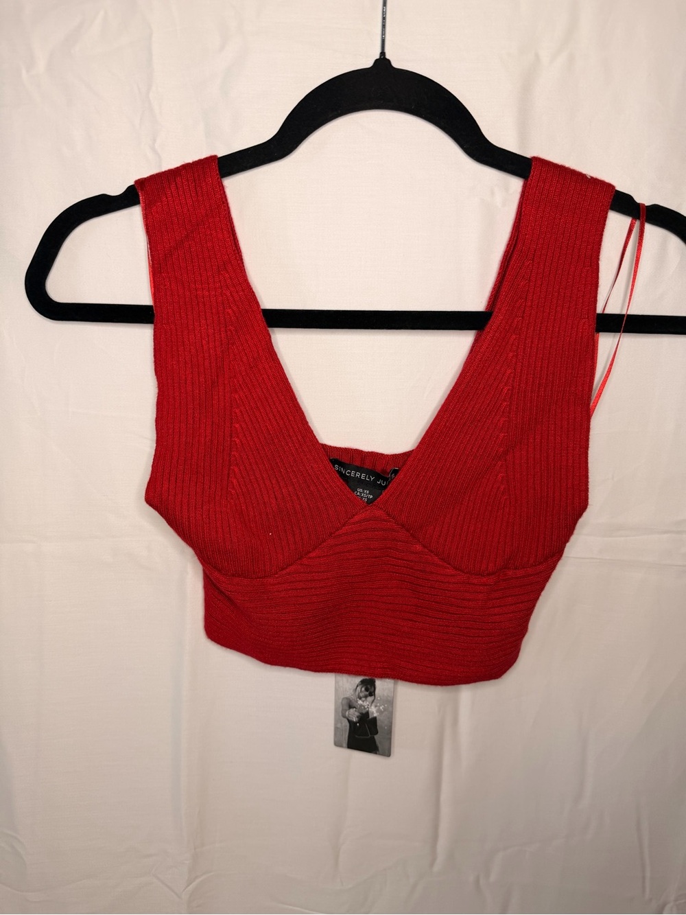 Sincerly Jules Red Ribbed Cropped Bralette